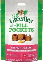 Greenies Feline Pill Pockets Cat Treats Salmon Flavor - 45 count - £11.66 GBP