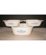 3 Vintage Corning Ware Cornflower Casseroles Dishes No Lids - $34.65