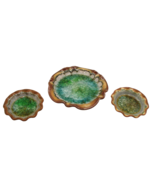 Hand Thrown Trinket Dishes Clay Glazed Pottery Cracked Glass Decor Insid... - £26.61 GBP
