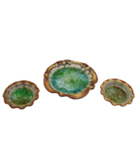 Hand Thrown Trinket Dishes Clay Glazed Pottery Cracked Glass Decor Insid... - $33.68