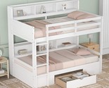 Twin Size Bunk Bed With Built-In Shelves And Storage Drawer, Wooden Bunk... - £838.85 GBP