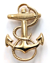 VTG US Navy USN Anchor Rope Gold Tone Military Pin Badge Double Pinback ... - $19.99