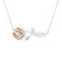 0.10 CT Lab Moissanite 14K Two-Tone Gold Plated Rose-Flower Pendant Necklace - £168.11 GBP