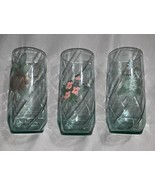 3 Decorative Flower Designs On Tea Glasses - £8.68 GBP