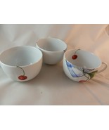 3  Large Cups PORCELAINE JACQUES COEUR LES CERISES 4&quot; W X 3&quot; Tall - $31.36 CAD