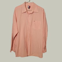 Tommy Hilfiger Mens Button Down Shirt XL Long Sleeve Orange Pattern - $14.96