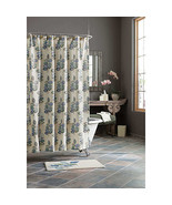 Croscill Mosaic Leaves Fabric Shower Curtain 72x72&quot; Spa Blue Bath Guestroom - £26.91 GBP