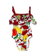 Disney Store Girls&#39; Fruit Print Ruffle Swimsuit Size 3 Red/White/Green - €15,01 EUR