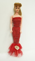 Unmarked Vintage Barbie Clone Doll Wearing Vintage Red Gown 1960s Fashio... - $25.00