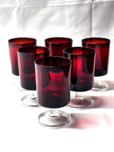 Vintage Cristal D&#39;Arques-Durand CAVALIER RUBY 4&quot; Wine / Juice Glass - Se... - $35.13