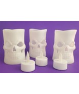 3 x Light Up &quot;Skull&quot; Skeleton Halloween Fall Plastic Flameless Tier Tray... - £10.07 GBP