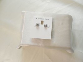 Charter Club 5/16&quot; Silver Tone Grey Kiska Pearl Stud Earrings M448 - $8.63