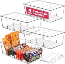 Oizeir Clear Pantry Bins (4Pk) - Refrigerator &amp; Pantry Organizer With 3 ... - $31.99