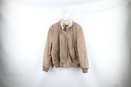 Vtg 70s Streetwear Mens Large Sherpa Fleece Lined Suede Leather Bomber Jacket - £63.57 GBP