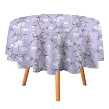 Mondxflaur Purple Flowers Tablecloth Round Kitchen Dining for Table Deco... - $15.99+