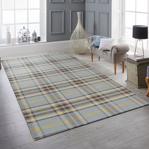 EORC T179GY9X12 Handmade Wool Plaid Rug, 9&#39; x 12&#39;, Blue Area Rug - £426.81 GBP