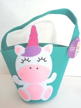 9&quot; Easter Felted  Unicorn Green Bucket Basket NWT Garden Spring Pink Purple - £6.49 GBP