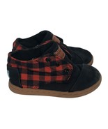 Toms Toddler Boys Buffalo Plaid Red Black Canvas Hi Top Shoes Sneakers S... - $14.84