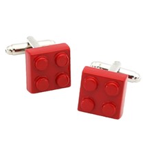 BUILDING BLOCK CUFFLINKS Red Enamel Metal Novelty Toy Brick NEW wtih Gif... - $16.36 CAD