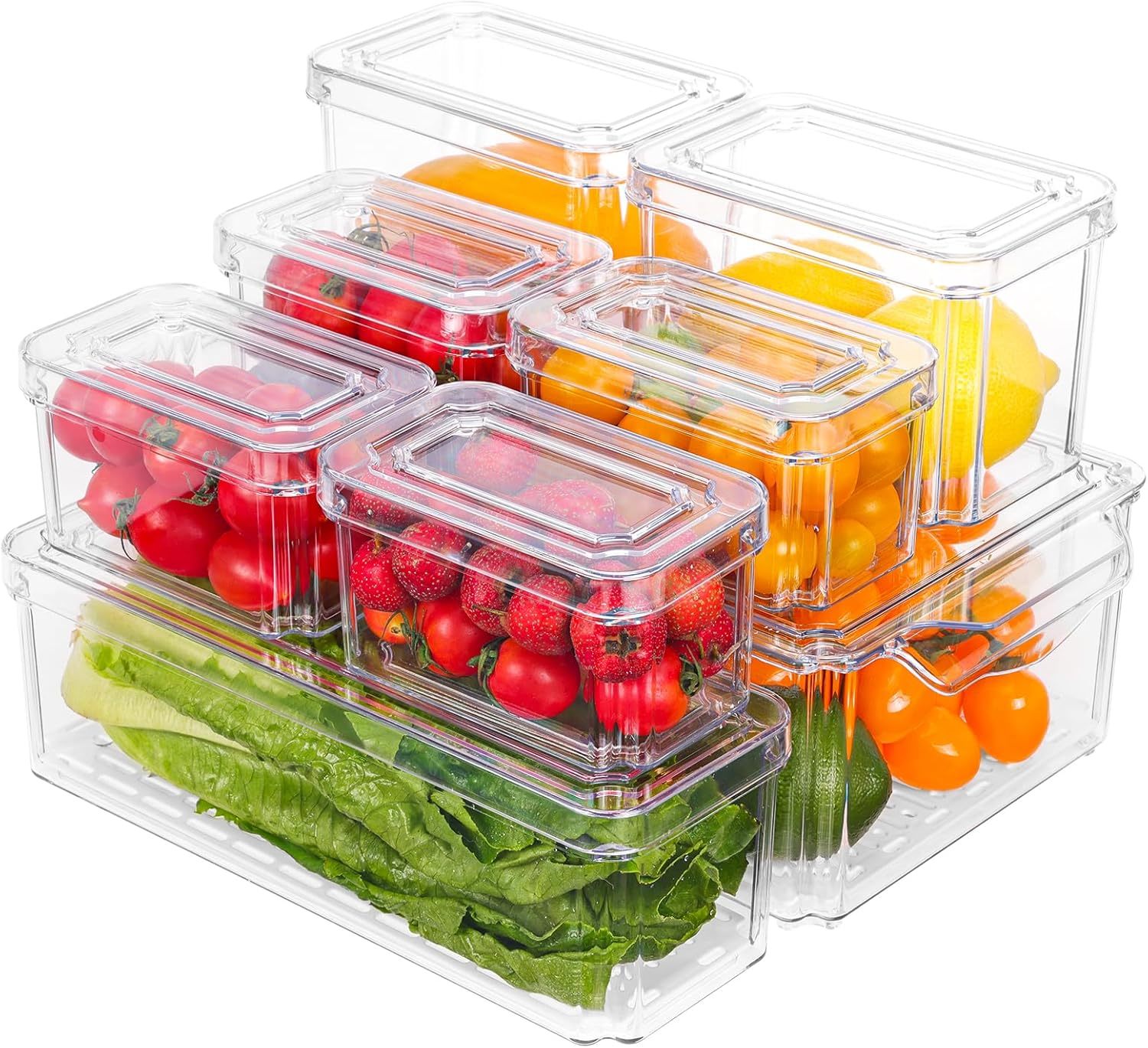 Moretoes 8 Pack Fridge Organizer Bins, Stackable Fridge Organizers With,... - $39.93