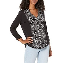 MSRP $55 Lucky Brand Women&#39;s Printed BIB Button Down TOP Size XS - £9.38 GBP