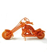 Gold metal motorcycle statue, Wire art sculpture decor, Office desk figu... - $2,790.65 MXN