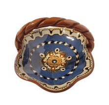Vintage Bulgarian Pottery Troyan Terracotta Basket Peacock Eye RARE - £27.93 GBP