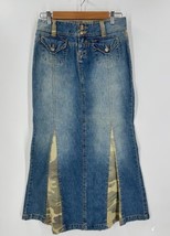 Union Bay VTG Denim Camo Gored Long Jean Skirt Trumpet Mermaid Size 3 - $19.80