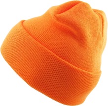 Thick Beanie Skull Cap Winter Cuffed Ski Knit Hat Color Orange - $14.99