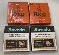 20 RICO by D&#39;Addario Bb Clarinet Unfiled Reeds 2.0, 2 pks of 10 + Reed S... - $44.55