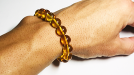 Natural Baltic Amber bracelet Amber beads bracelet elastic pressed 12.86gr - £37.58 GBP