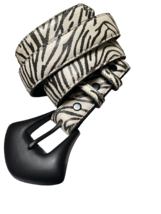 Apple Acc of NY Zebra Print leather Belt Sz Small Black Metal Buckle Bla... - $24.52