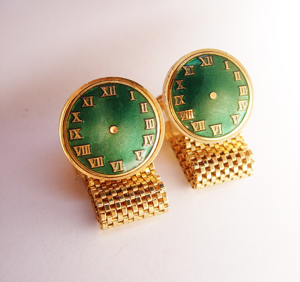 Clock cufflinks Enamel Vintage Wedding Cufflinks groom cufflinks tuxedo cufflink - $85.00