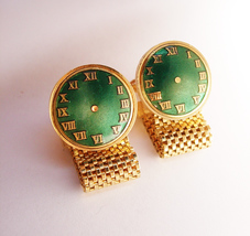 Clock cufflinks Enamel Vintage Wedding Cufflinks groom cufflinks tuxedo ... - £66.86 GBP