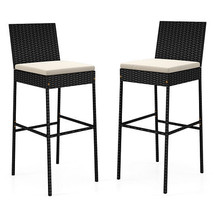 Patio Wicker Barstools Set of 2 with Footrest and Backrest for Backyard - $2,608.08 MXN