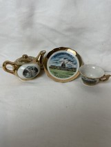 Washington D. C. Souvenir Mini Tea Set Gold Rim Pot Saucer Cup Vintage - £11.78 GBP