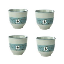 4Pcs Japanese Style Flower Ceramic Teacups Small Straight Wine Cups 150ML(D0101H - £51.61 GBP