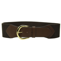 RALPH LAUREN Chocolate Brown Faux Leather Stretch Wide Belt S - £31.44 GBP