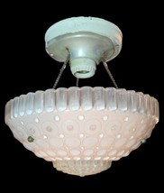 Vtg MCM 3 Hole Chain 10&quot; Light Fixture Baby Pink Mid Century Nursery Gir... - £139.11 GBP