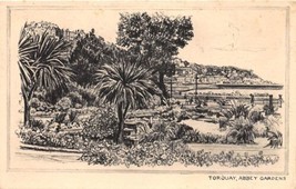 Torquay Uk Abbey Gardens Pencilette Series Photochrom Postcard - £8.70 GBP