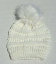 Gilrs Winter Warm Chunky Thick Stretchy Knit Beanie Hat W/ Faux Fur Pom ... - £14.29 GBP