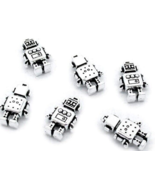 Antique Silver Plated Jewelry Making Charms Robot Lover  20 Pieces - $91.80 MXN
