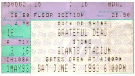 Grateful Dead Konzert Ticket Stumpf Juni 5 1993 East Rutherford Neu Jersey - £32.96 GBP