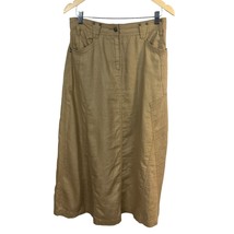 Isabella Bird Maxi Skirt Womens 8 Khaki 100% Linen A-Line Long Pockets M... - £31.43 GBP