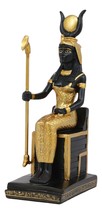 Egyptian Goddess Of Magic Motherhood And Life Isis Seated On Throne Statue Decor - £23.96 GBP