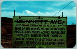 Bennett Ave Signboard Sign Cripple Creek Colorado CO UNP Chrome Postcard I12 - £3.08 GBP