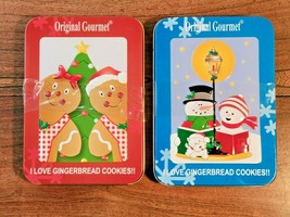 Original Gourmet 1 Gingerbread &amp; 1 Snow Man &amp; Woman Cookie Tins Set (NEW) - £6.15 GBP