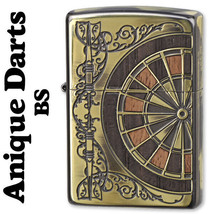 Antique Darts Double Sided Processing Gold Brass Oil Lighter Zippo MIB - $107.91