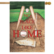 No Place Like Home Spring House Flag 28&quot; X 40&quot; Baseball Bats - £23.58 GBP