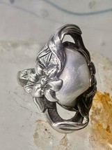 Pearl ring Art Nouveau Deco floral flower size 2.5 pinky sterling silver... - $166.32